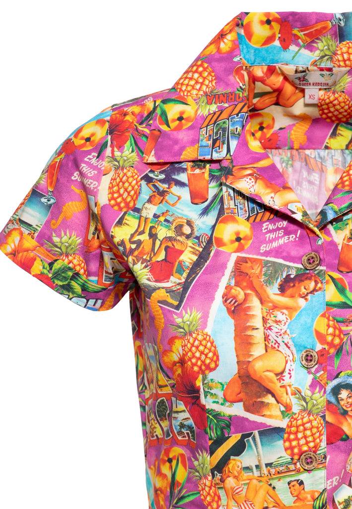 Queen Kerosin Hawaiibluse «Miami & Long Beach» Blitzverkäufe
