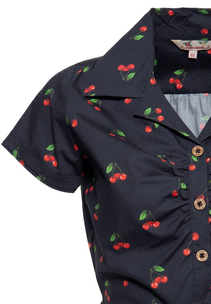 Queen Kerosin Hawaiibluse «Cherry» Kostenloser Versand