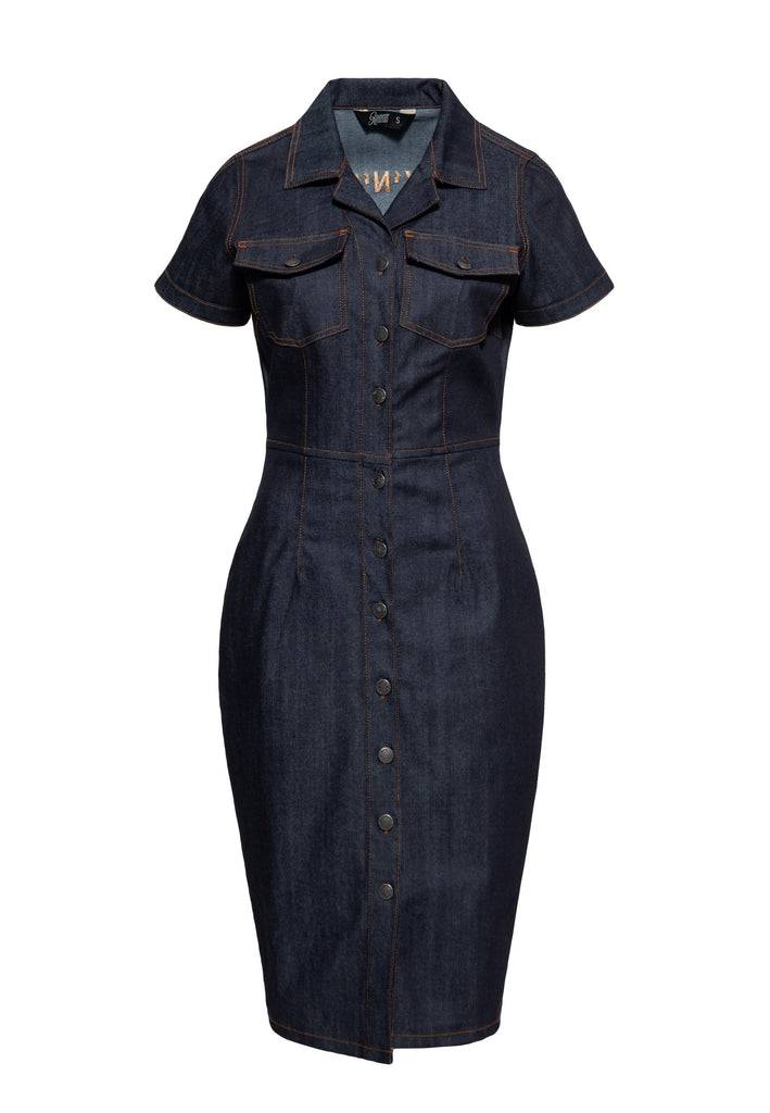 Queen Kerosin Denim Etuikleid «Rock'N'Roll Rebel Queens» Top Angebot