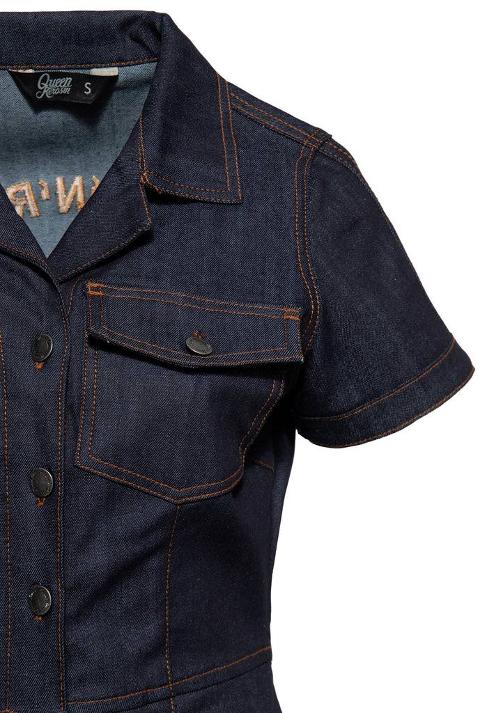 Queen Kerosin Denim Etuikleid «Rock'N'Roll Rebel Queens» Top Angebot