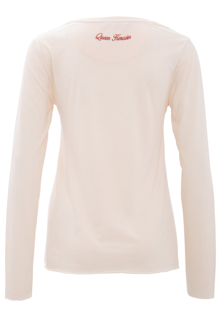 Queen Kerosin Basic Longsleeve mit offenen Abschlüssen und Logo Stickerei Letzte 2 Tage