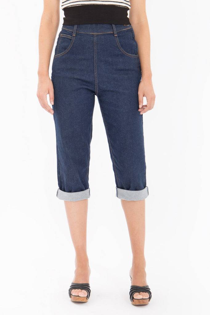 Queen Kerosin High Waist Capri Jeans mit seitlichem Reißverschluss Zeitbegrenzte Promotion
