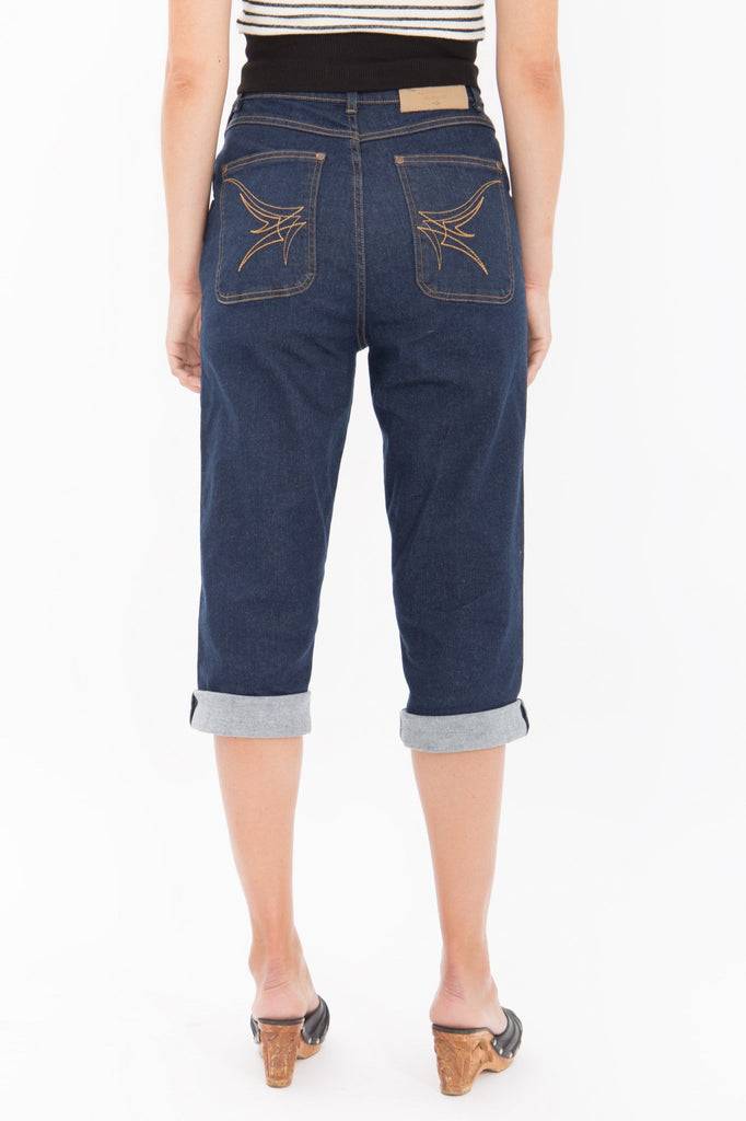 Queen Kerosin High Waist Capri Jeans mit seitlichem Reißverschluss Zeitbegrenzte Promotion
