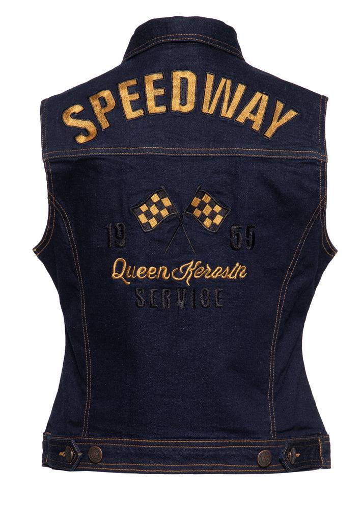 Queen Kerosin Jeans Weste «Speedway» Nur für heute