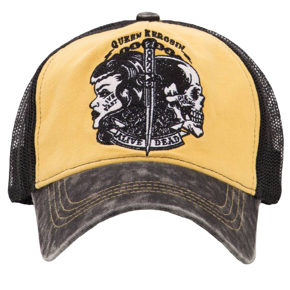 Queen Kerosin Trucker Cap in Vintage Waschung »Alive Dead« Vierteljährliche Förderung