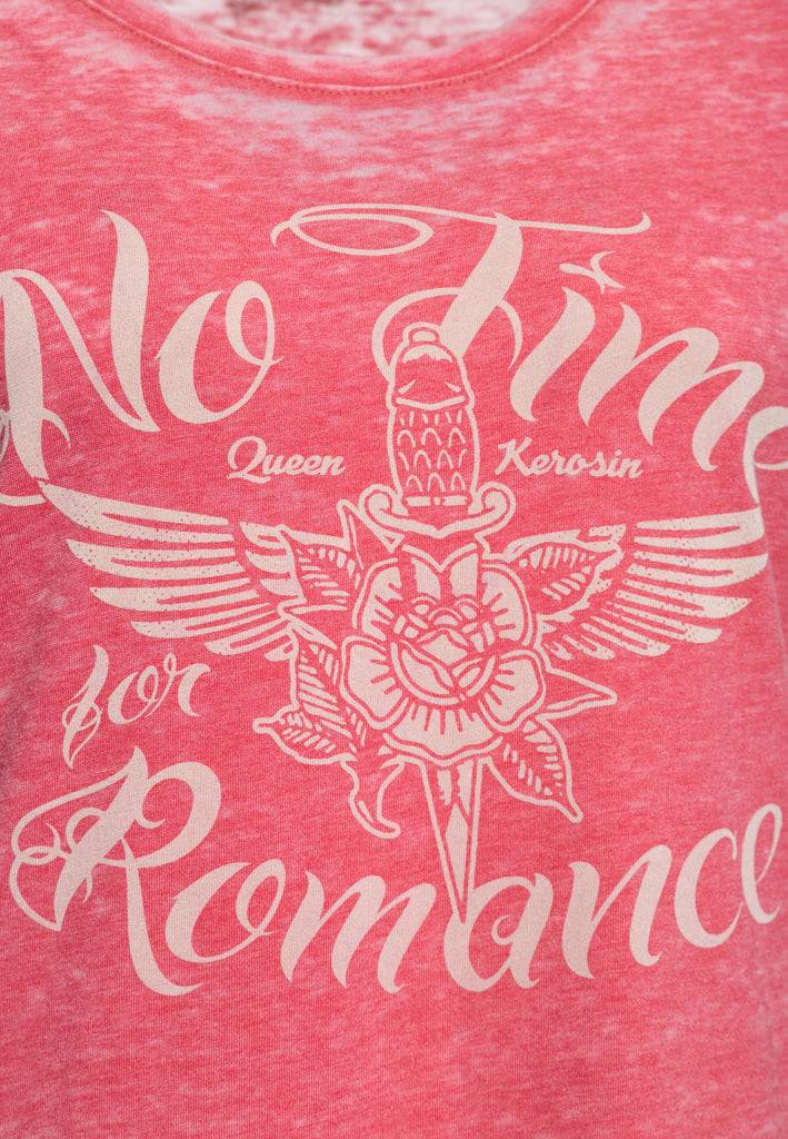 Queen Kerosin T-Shirt «No Time For Romance» 50% Rabatt mit kostenlosem Versand