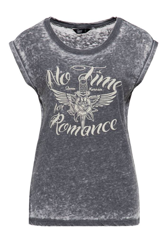 Queen Kerosin T-Shirt «No Time For Romance» 50% Rabatt mit kostenlosem Versand