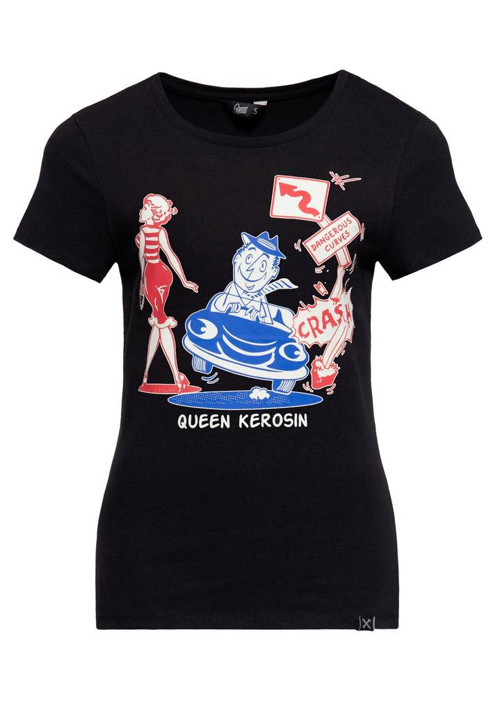 Queen Kerosin T-Shirt «Dangerous Curves» Im Verkauf