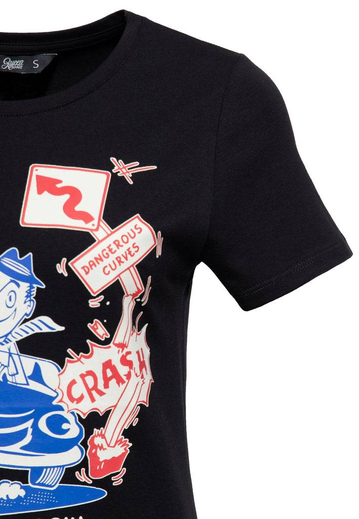 Queen Kerosin T-Shirt «Dangerous Curves» Im Verkauf