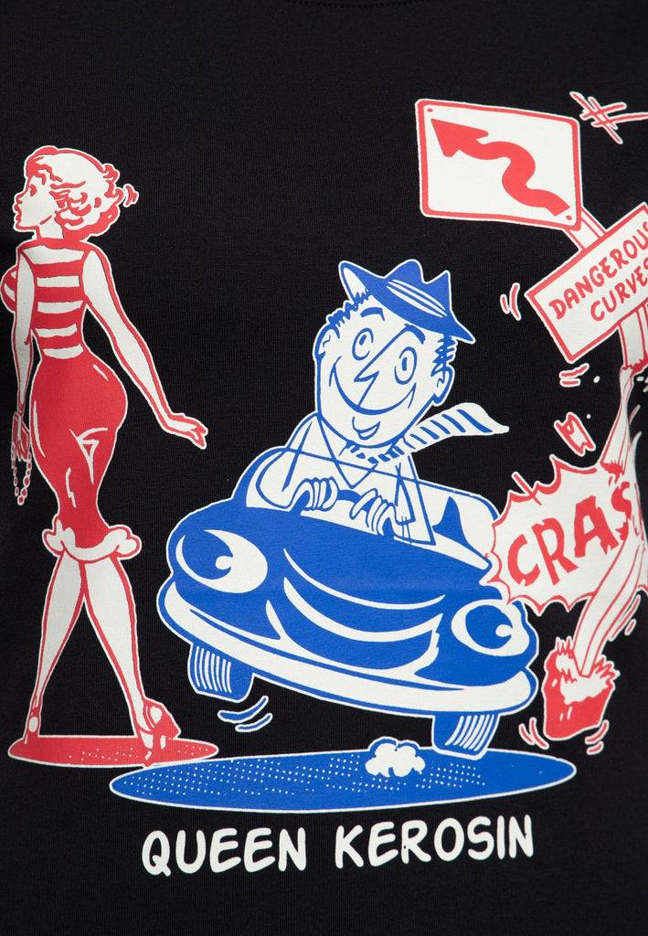 Queen Kerosin T-Shirt «Dangerous Curves» Im Verkauf