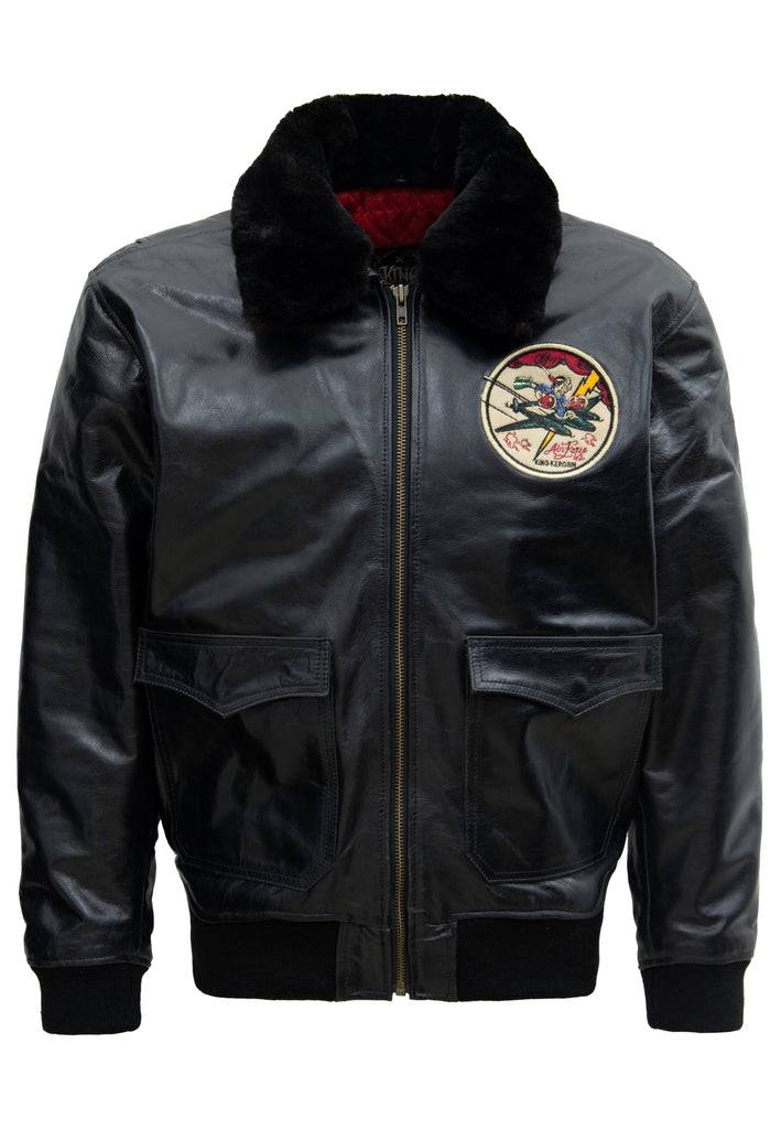 Queen Kerosin Leder Aviator Jacke «Air Force 42» Vierteljährliche Förderung