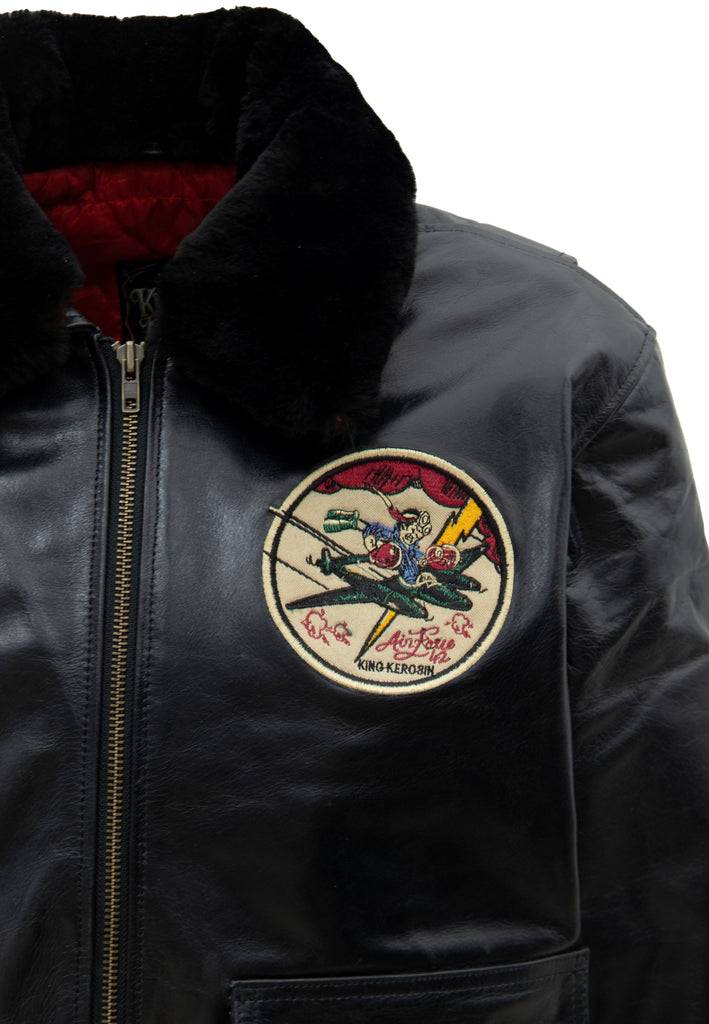 Queen Kerosin Leder Aviator Jacke «Air Force 42» Vierteljährliche Förderung