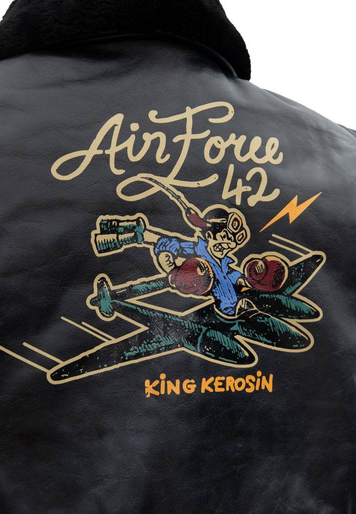 Queen Kerosin Leder Aviator Jacke «Air Force 42» Vierteljährliche Förderung