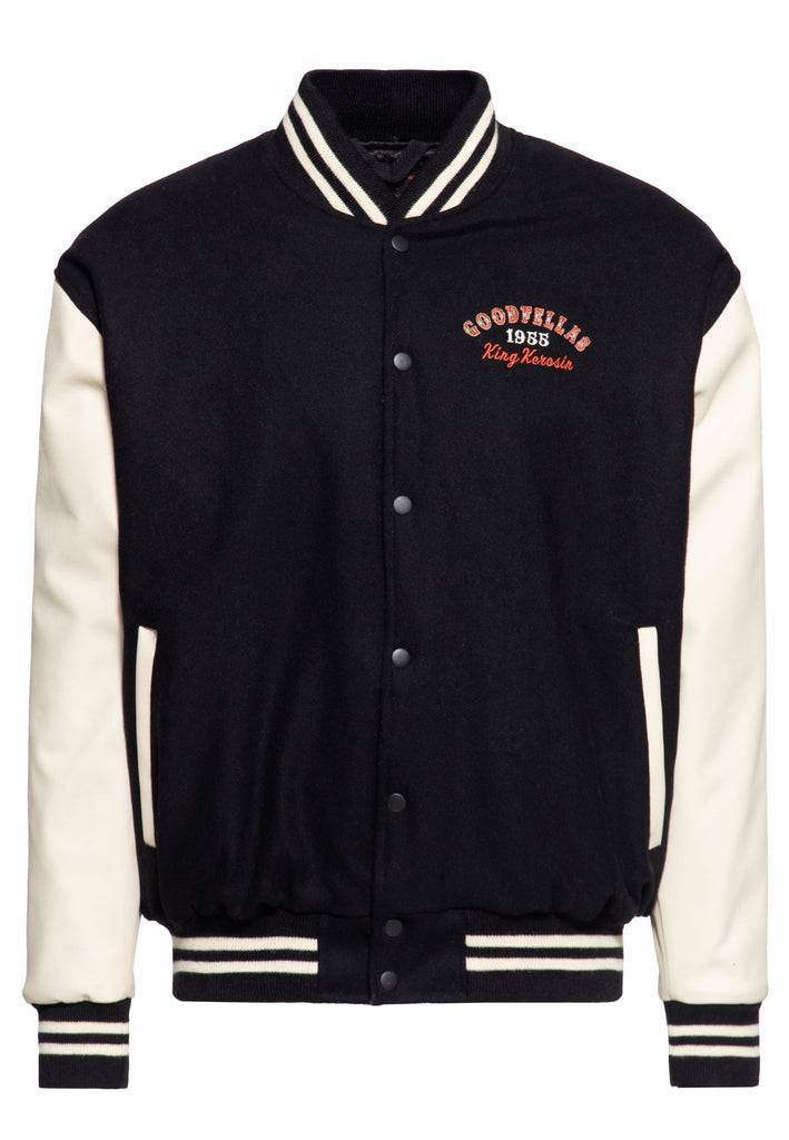 Queen Kerosin Baseball Leder Jacke «Goodfellas Beer» Super Rabatt