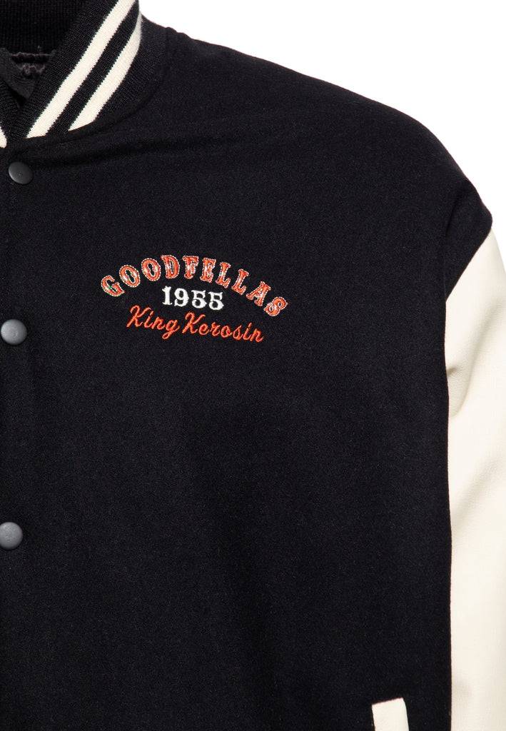 Queen Kerosin Baseball Leder Jacke «Goodfellas Beer» Super Rabatt