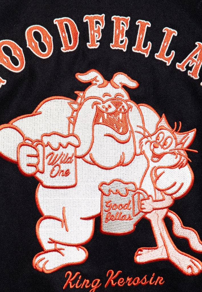 Queen Kerosin Baseball Leder Jacke «Goodfellas Beer» Super Rabatt