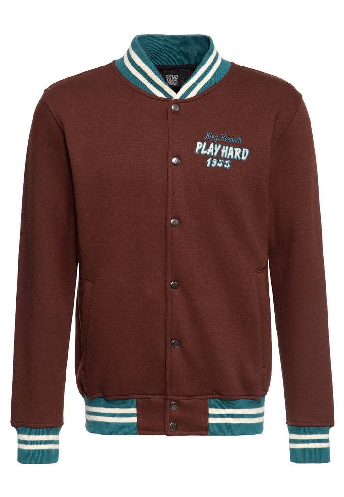 Queen Kerosin College Sweat Jacke «Play Hard» 50% Rabatt mit kostenlosem Versand