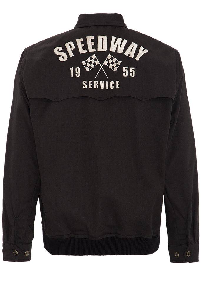 Queen Kerosin Gabardine Jacke mit großem Rückenstick «Speedway» Im Verkauf