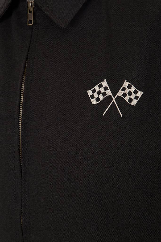 Queen Kerosin Gabardine Jacke mit großem Rückenstick «Speedway» Im Verkauf