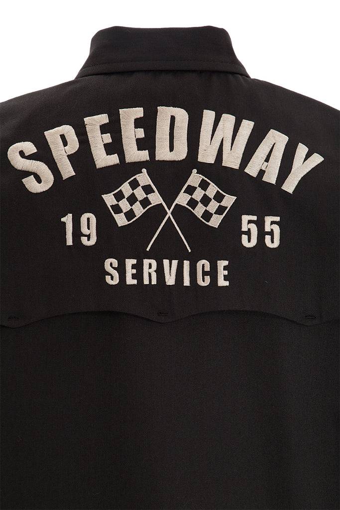Queen Kerosin Gabardine Jacke mit großem Rückenstick «Speedway» Im Verkauf