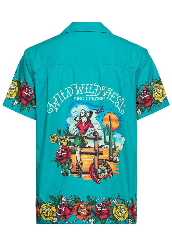 Queen Kerosin Hawaiihemd «Wild Wild West Texas» aus Bio-Baumwolle Verkauf