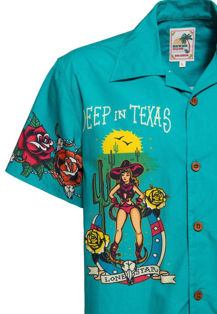 Queen Kerosin Hawaiihemd «Wild Wild West Texas» aus Bio-Baumwolle Verkauf