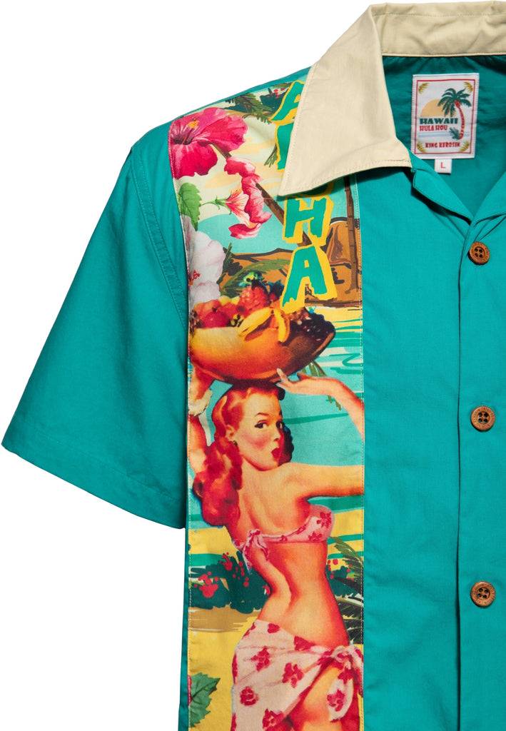 Queen Kerosin Panel Hemd «Pin-Up Hawaii» Meist gekauft