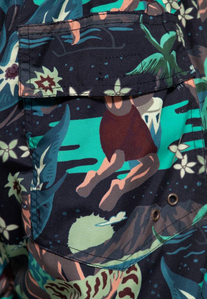 Queen Kerosin Badeshorts «Tropical Hulla Hou» Kostenloser Versand