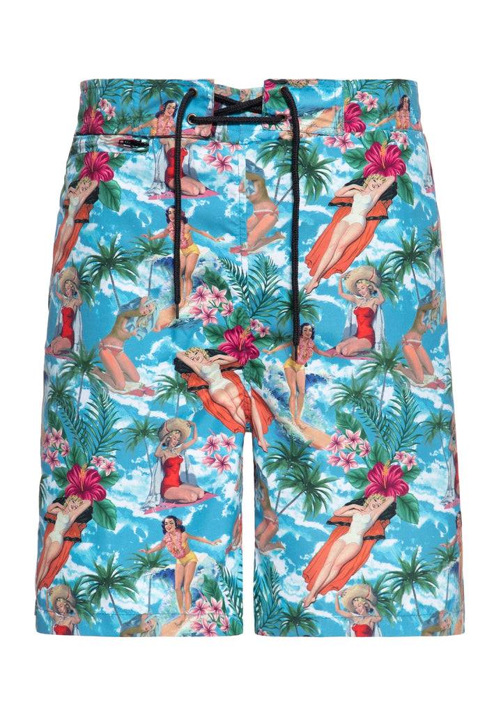 Queen Kerosin Badeshorts «Tropical Hawaiian» Fabrik Onlineshop
