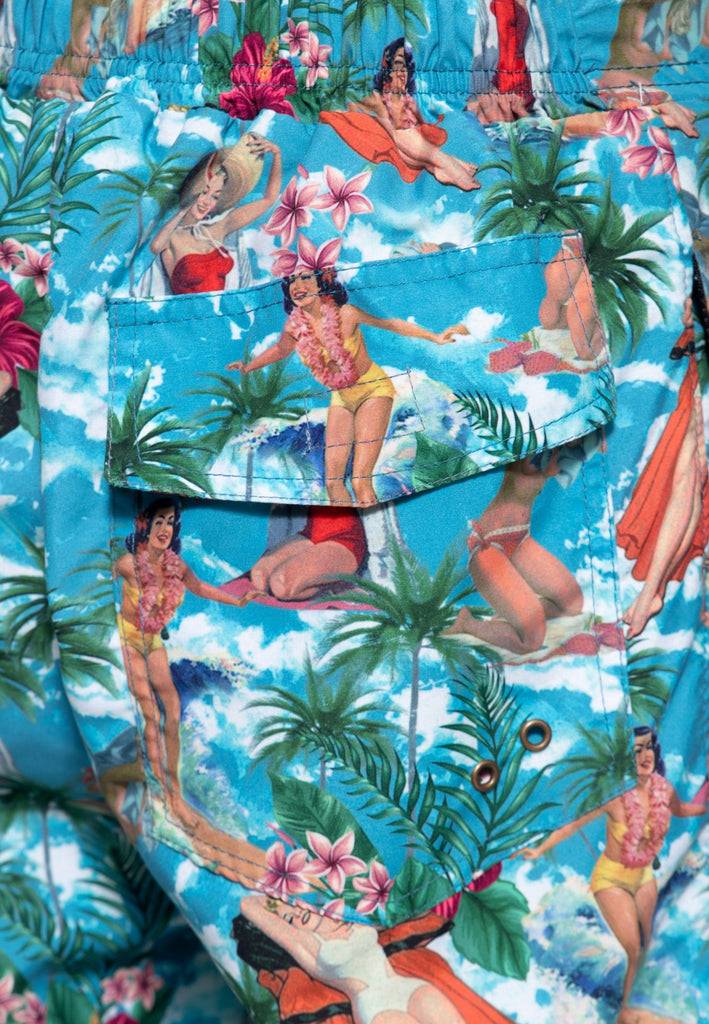Queen Kerosin Badeshorts «Tropical Hawaiian» Fabrik Onlineshop