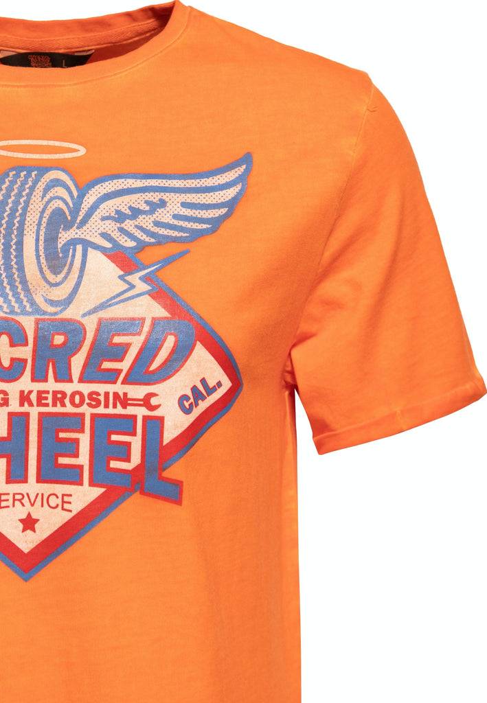 Queen Kerosin Oil Washed T-Shirt «Sacred Wheel» Versandkostenfrei