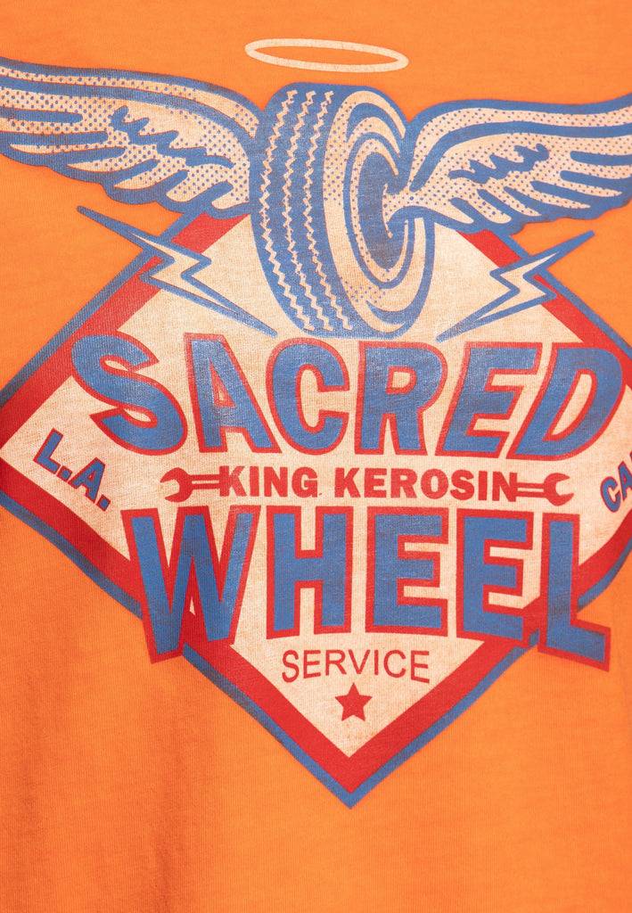 Queen Kerosin Oil Washed T-Shirt «Sacred Wheel» Versandkostenfrei