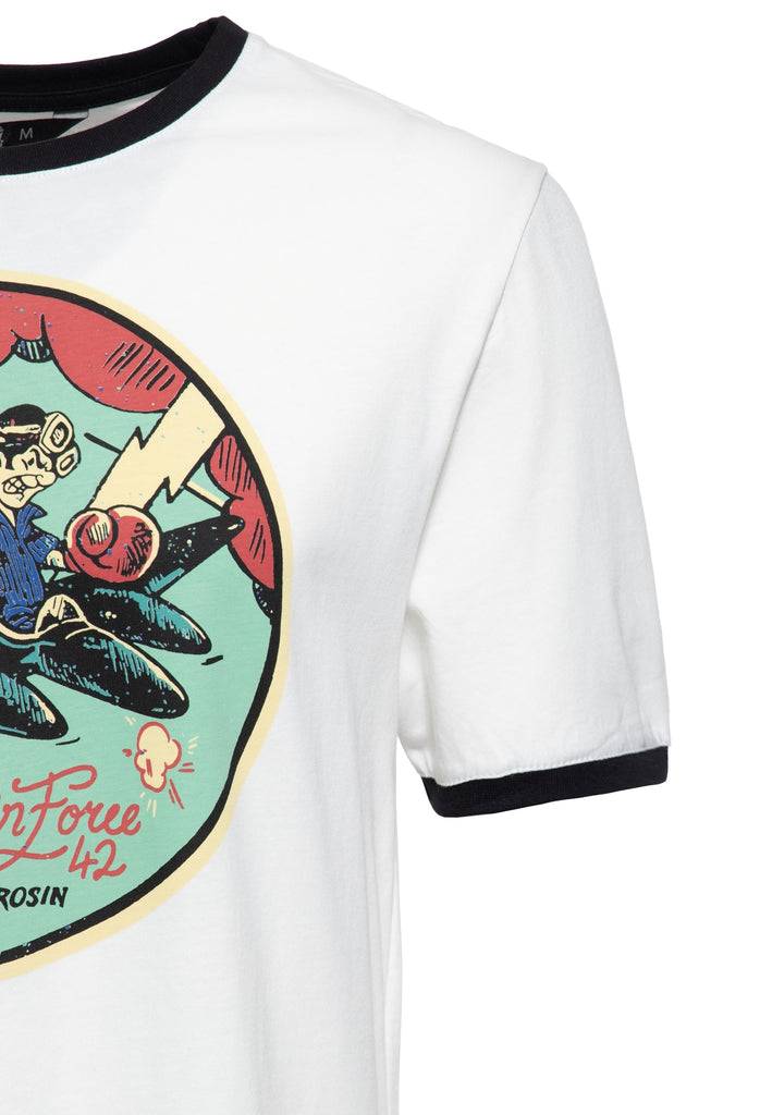 Queen Kerosin Contrast T-Shirt «Airforce 42» Preisnachlass
