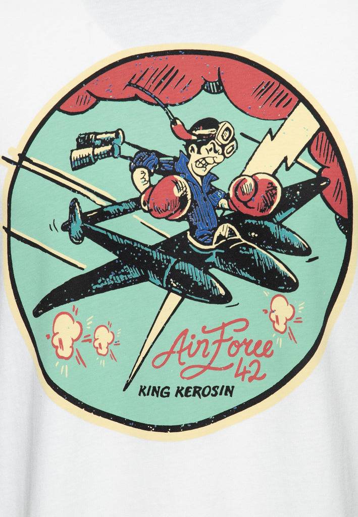 Queen Kerosin Contrast T-Shirt «Airforce 42» Preisnachlass