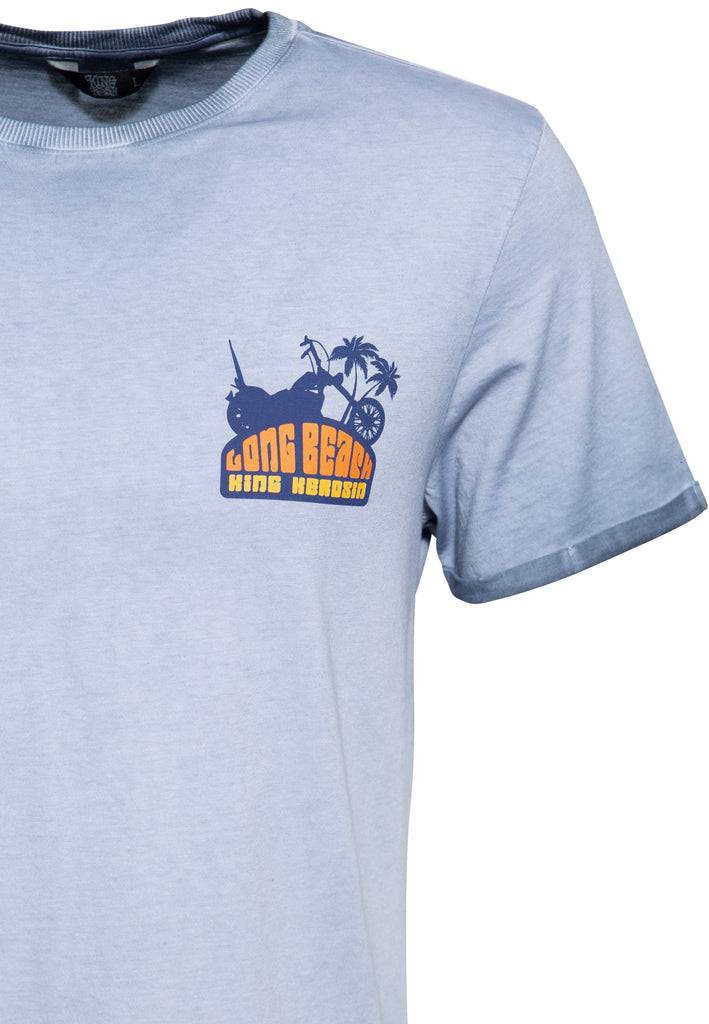 Queen Kerosin Oil Wash T-Shirt «Long Beach» Saisonale Angebote