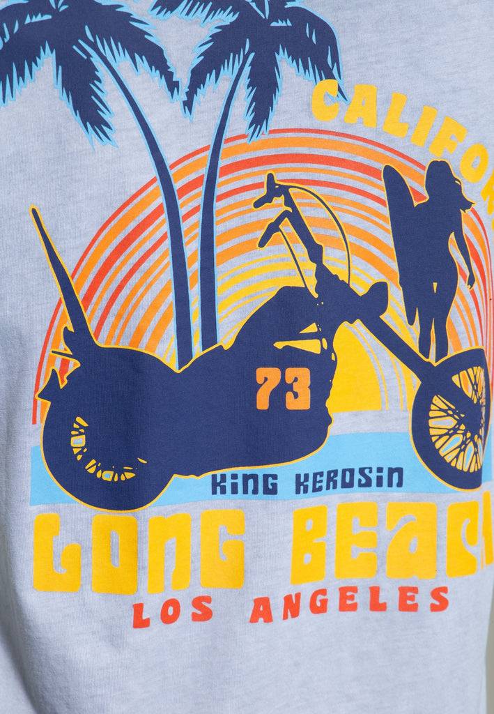 Queen Kerosin Oil Wash T-Shirt «Long Beach» Saisonale Angebote