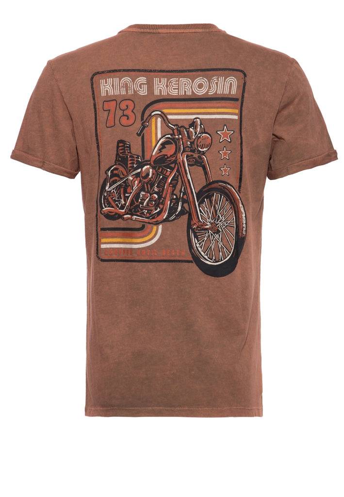 Queen Kerosin Roll-Up T-Shirt Acid Wash mit Backprint «Chopper until death» Begrenzte Freigabe
