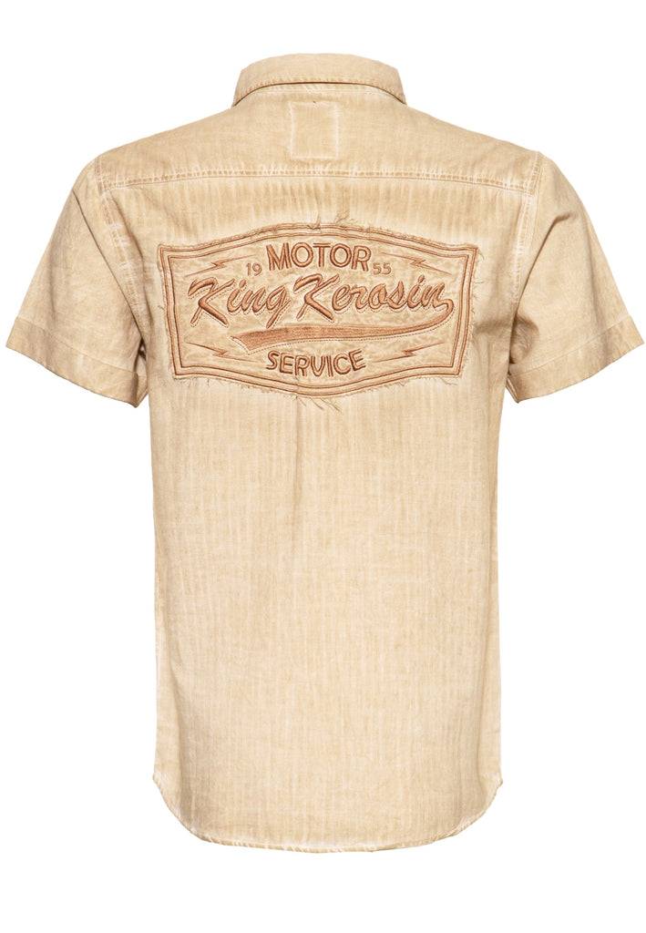 Queen Kerosin Kurzarm-Hemd im Workwear-Style «Motor Service» Fabrikladen