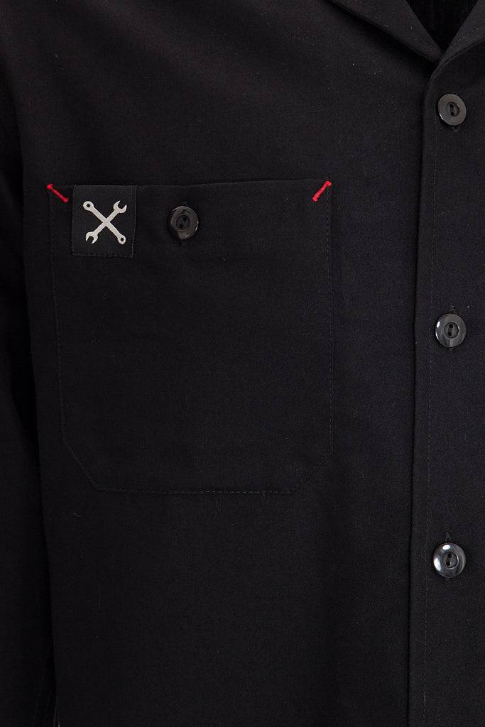 Queen Kerosin Hemd im Workwear mit Print im Rücken «Kustom & Garage» Black Friday Preise