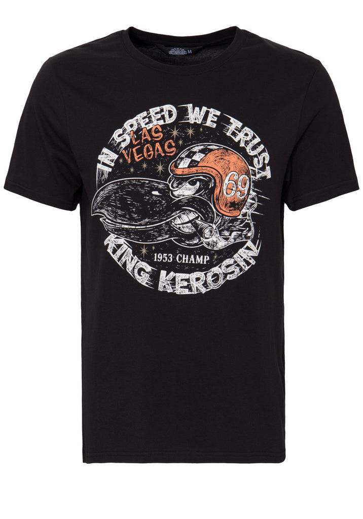 Queen Kerosin T-Shirt mit Front Print «In Speed we trust» 2025