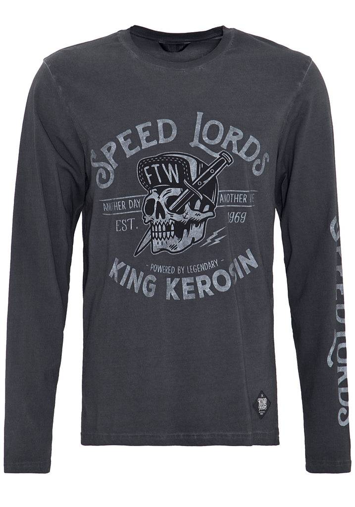 Queen Kerosin Langarm Shirt mit Front- und Ärmeldruck «Speed Lords» Outlet