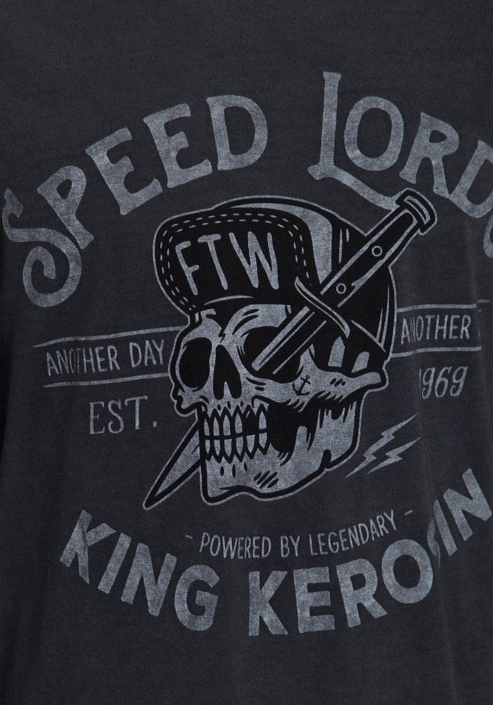 Queen Kerosin Langarm Shirt mit Front- und Ärmeldruck «Speed Lords» Outlet