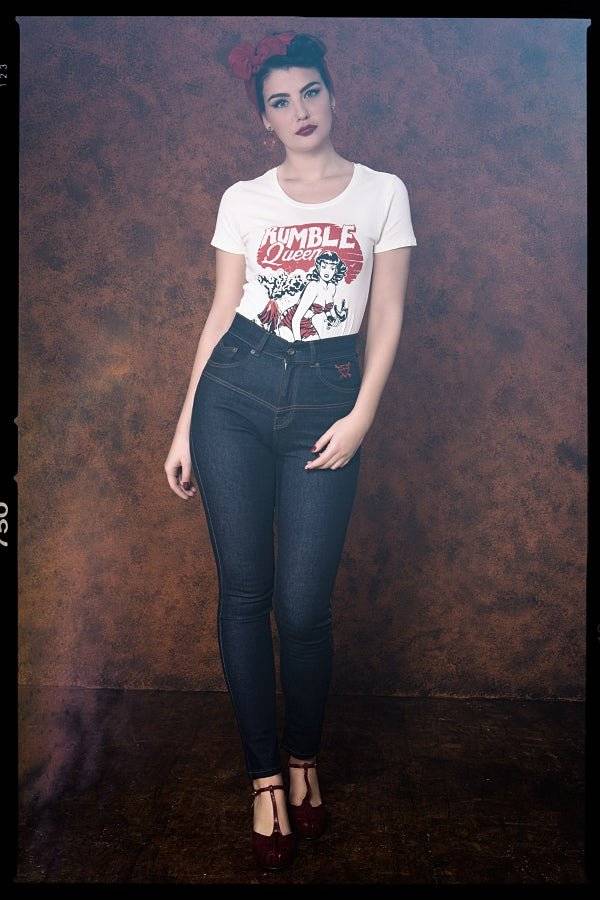 Queen Kerosin T-Shirt im Vintage Look «Rumble Queen» Kostenloser Versand