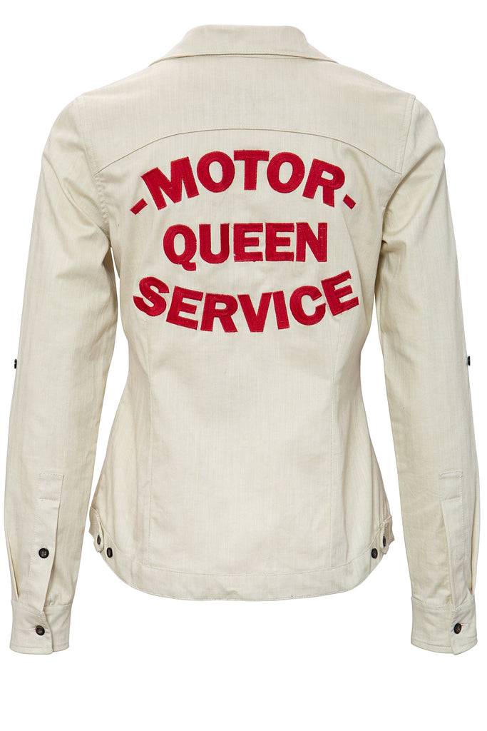 Queen Kerosin Reverskragen Bluse im Racing Design «Motor Queen» Fabrikpreis