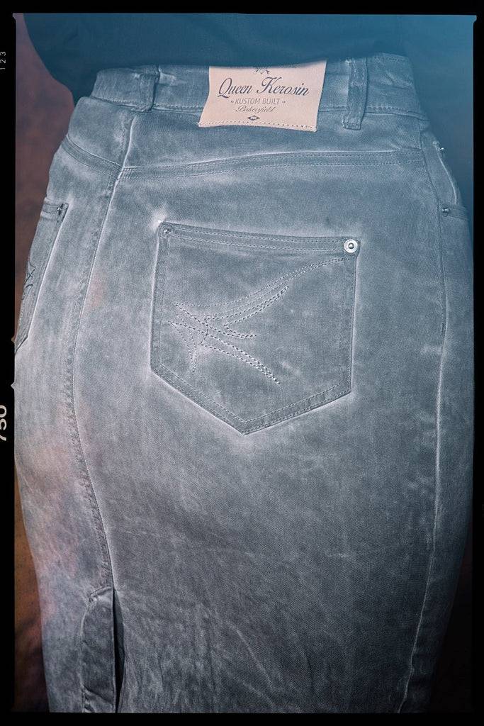 Queen Kerosin Jeans Bleistiftrock mit Oilwash Effekt Günstig kaufen