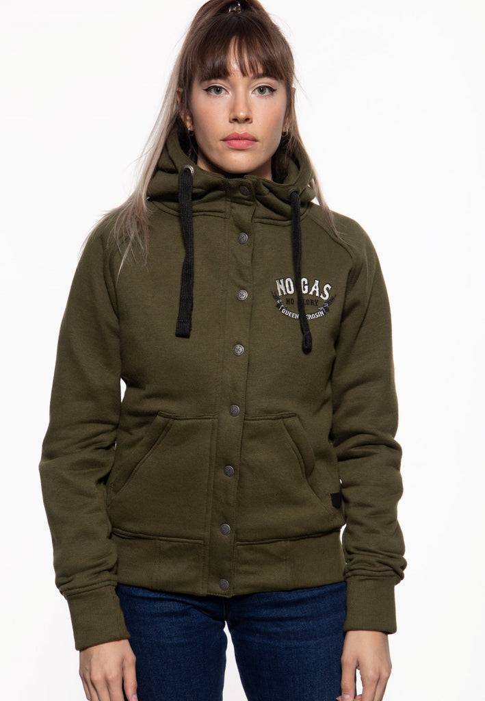 Queen Kerosin Sweatjacke mit Kapuze «No Gas No Glory» Flash Sale
