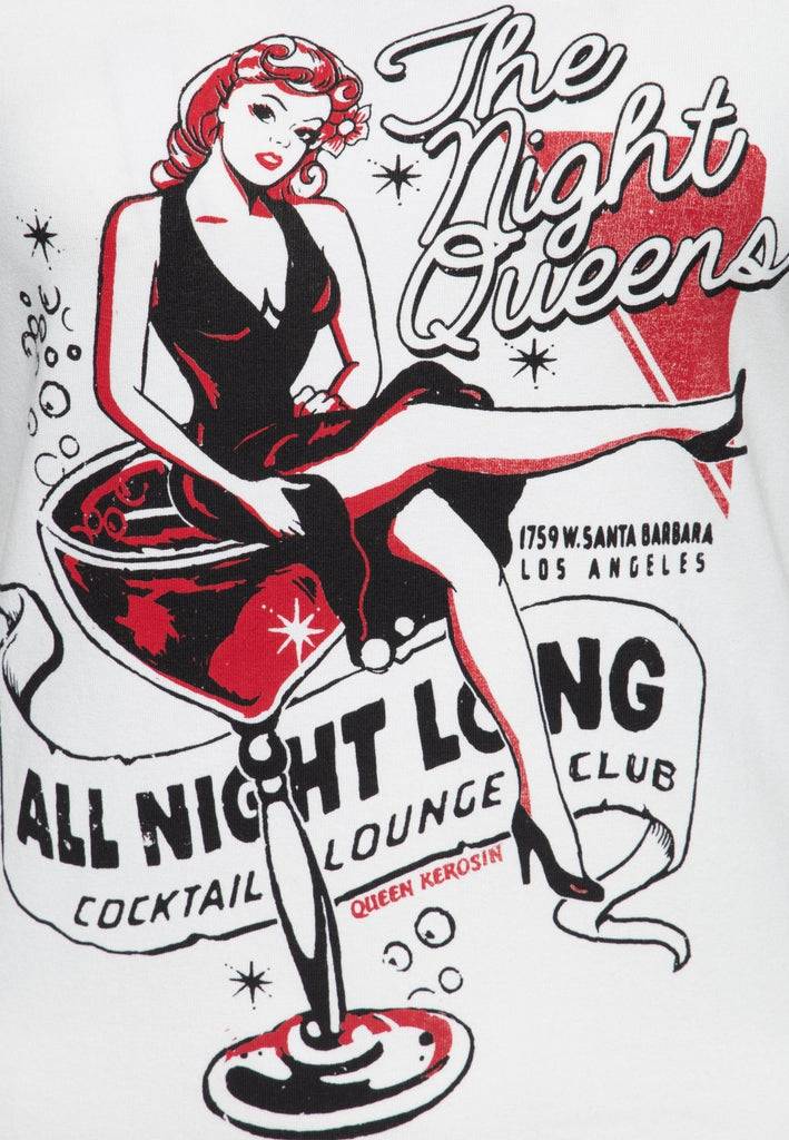Queen Kerosin Slim Fit T-Shirt mit Retro-Print «All night long» Valentinstagsangebot