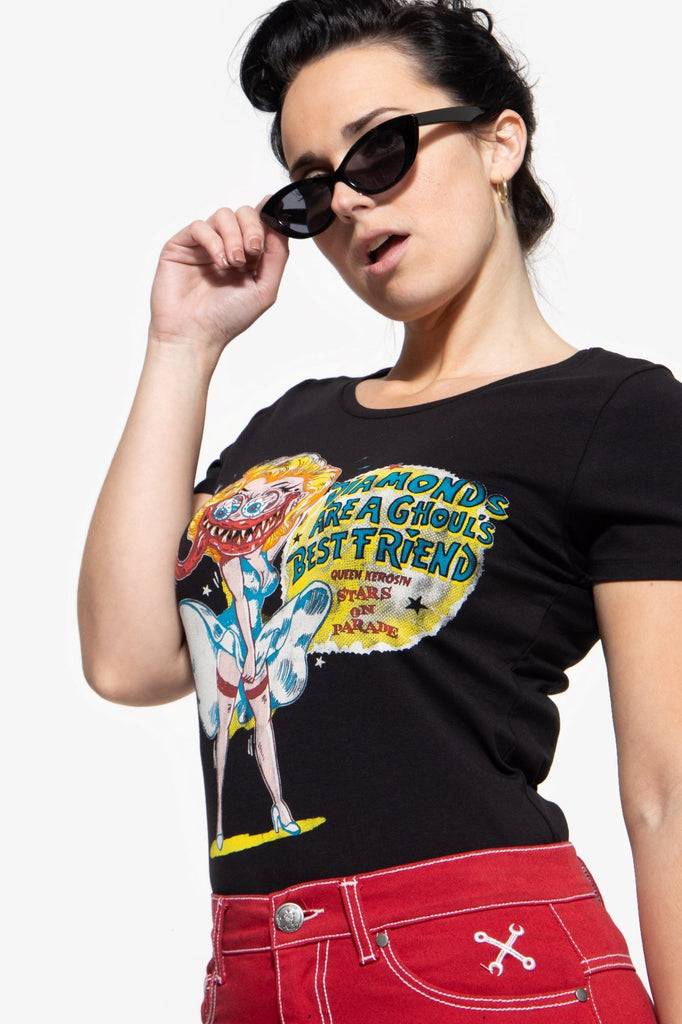 Queen Kerosin Monster T-Shirt mit Frontprint «Diamonds» Jubiläumsangebot