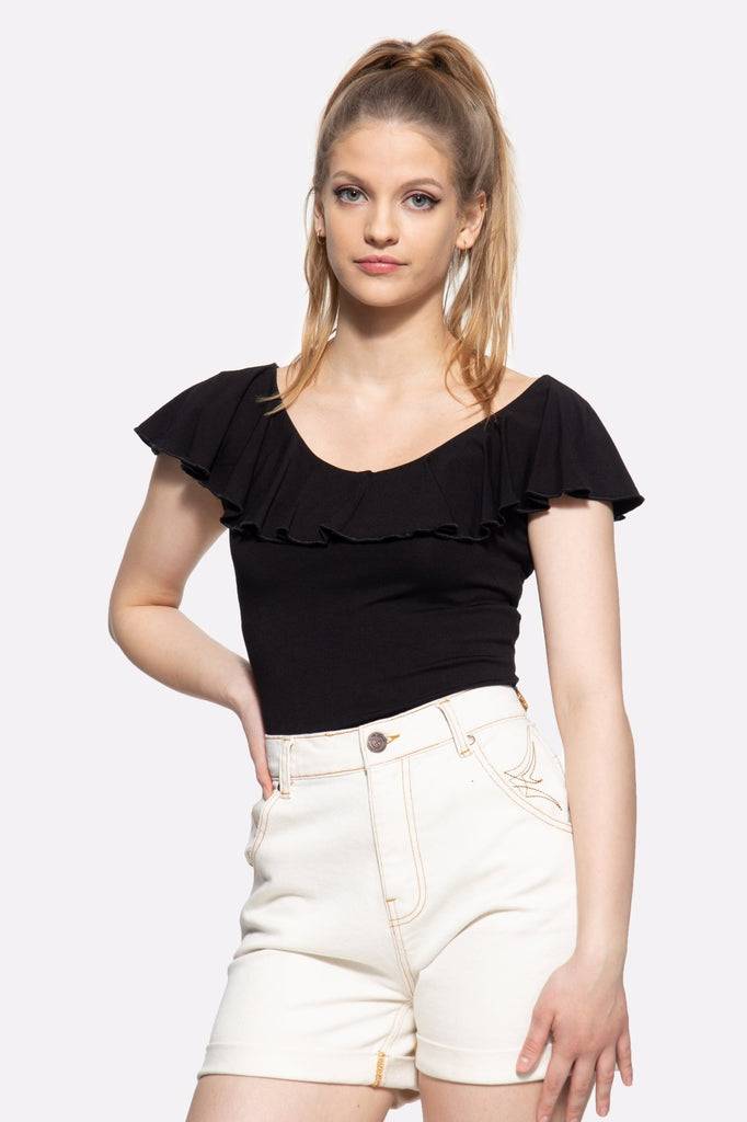Queen Kerosin Volant Top unifarben Top Angebot