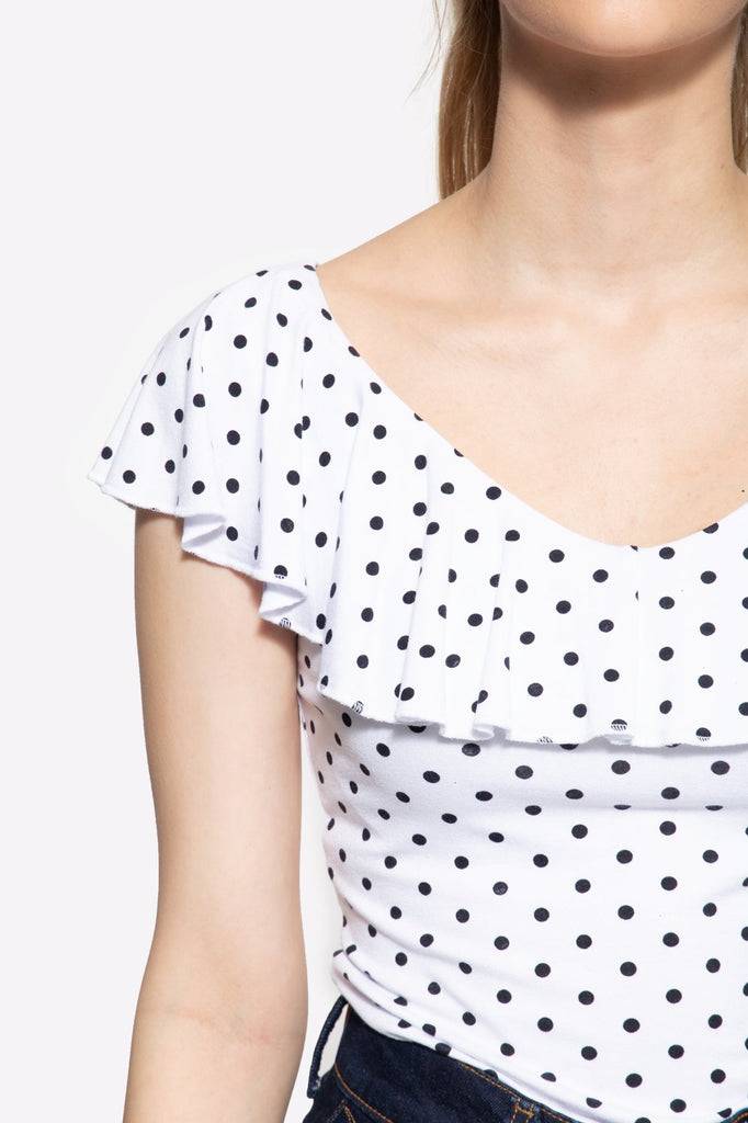 Queen Kerosin Volant Top mit Polka Dots Neueste Mode